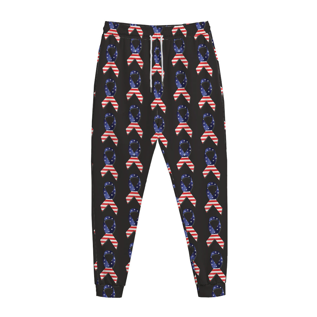 American Flag Ribbon Pattern Print Jogger Pants