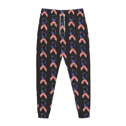 American Flag Ribbon Pattern Print Jogger Pants