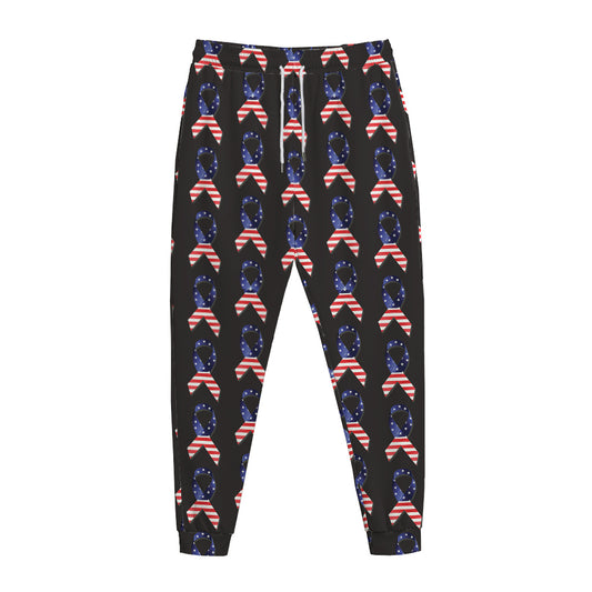American Flag Ribbon Pattern Print Jogger Pants