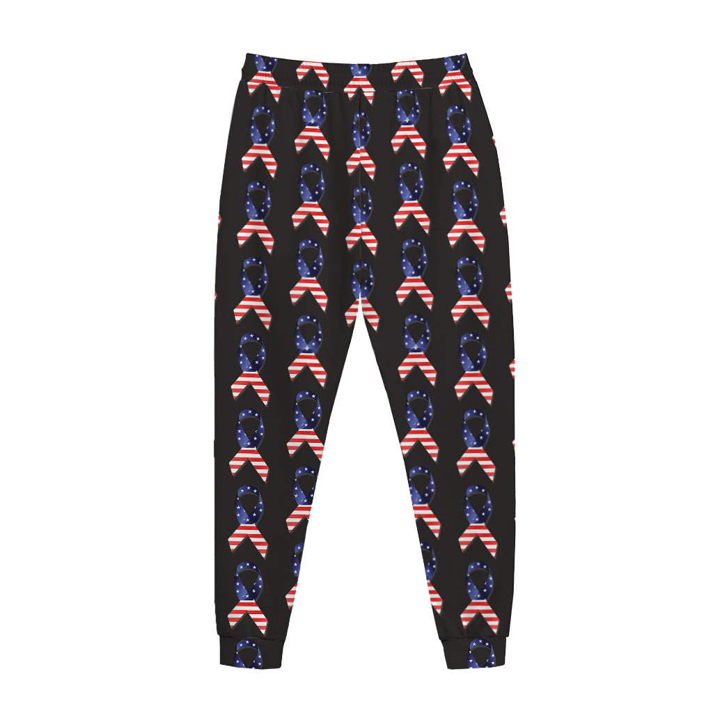 American Flag Ribbon Pattern Print Jogger Pants