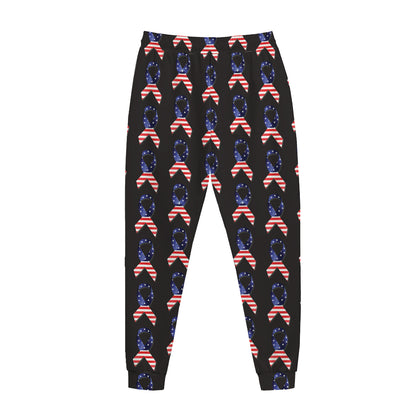American Flag Ribbon Pattern Print Jogger Pants