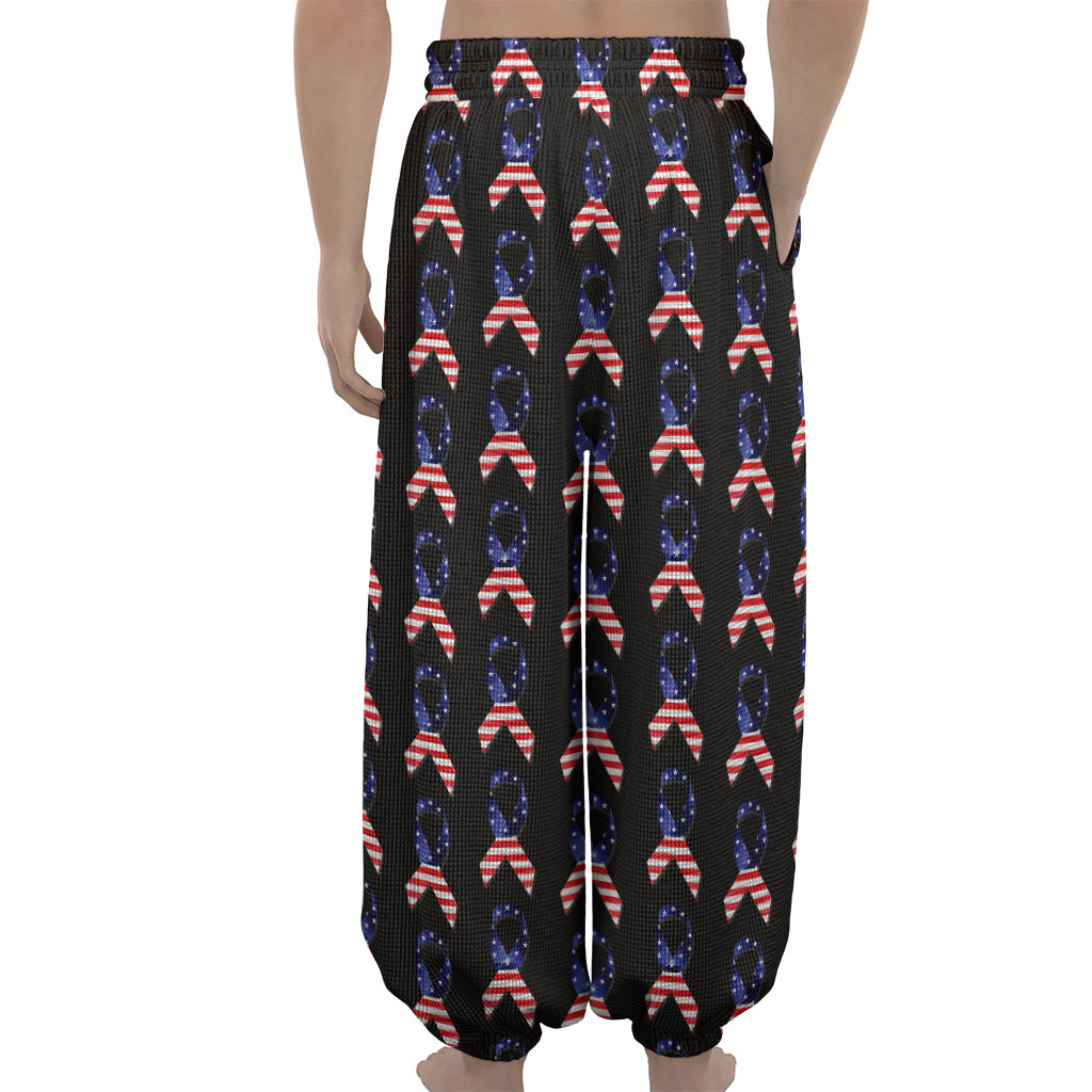 American Flag Ribbon Pattern Print Lantern Pants