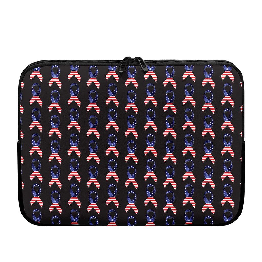 American Flag Ribbon Pattern Print Laptop Sleeve