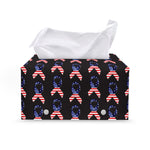 American Flag Ribbon Pattern Print Leather Tissue Box Cover