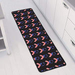 American Flag Ribbon Pattern Print Long Kitchen Mat