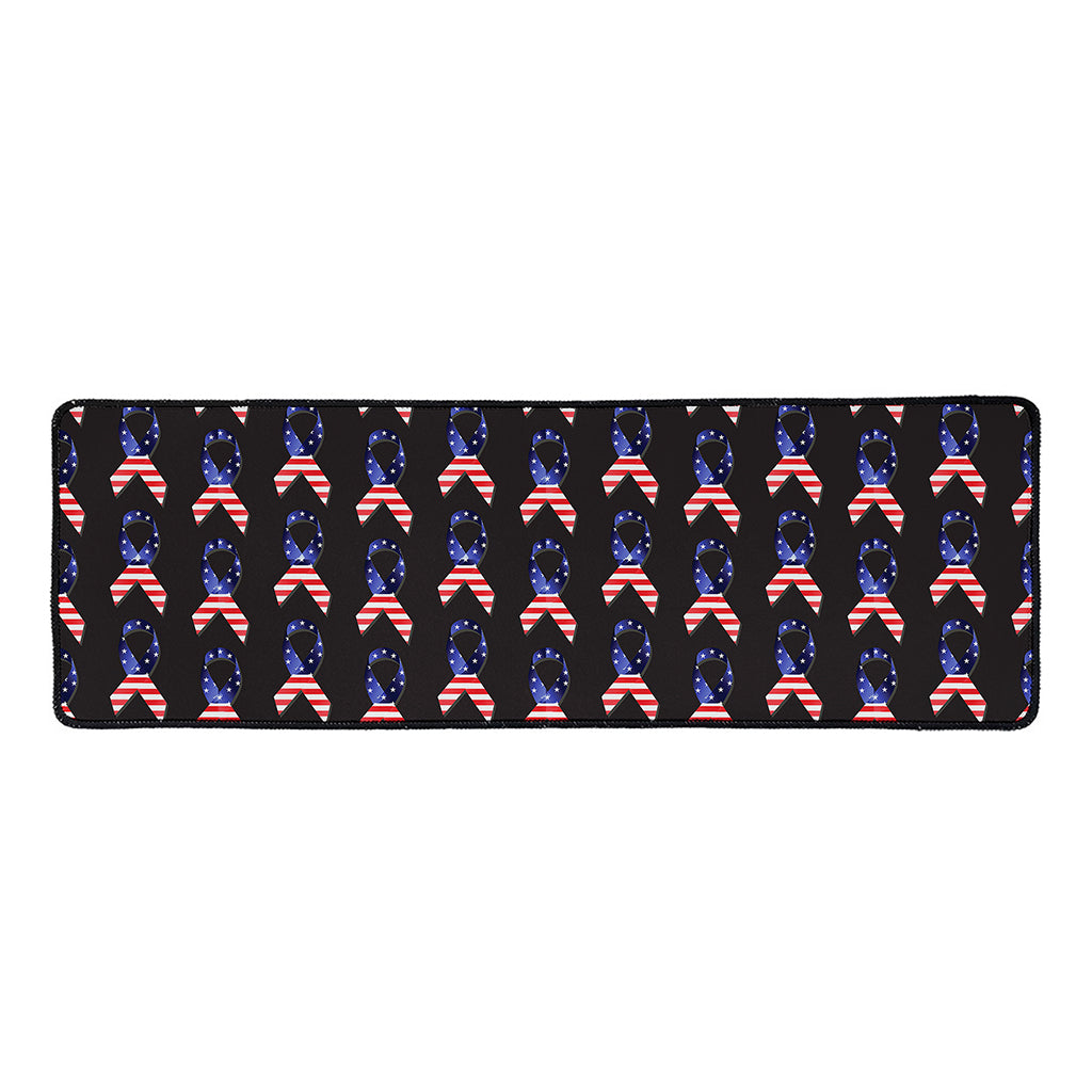 American Flag Ribbon Pattern Print Long Kitchen Mat