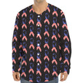 American Flag Ribbon Pattern Print Long Sleeve Baseball Jersey