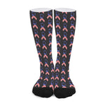 American Flag Ribbon Pattern Print Long Socks