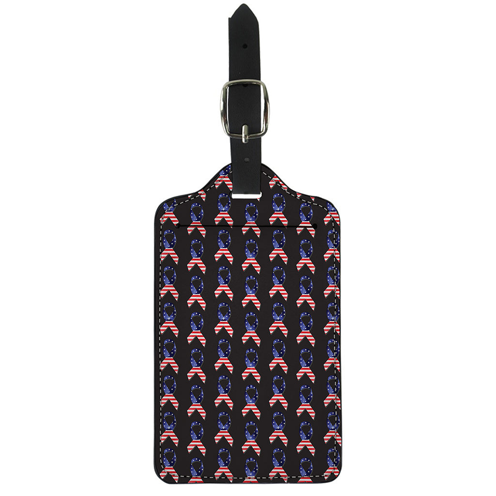 American Flag Ribbon Pattern Print Luggage Tag