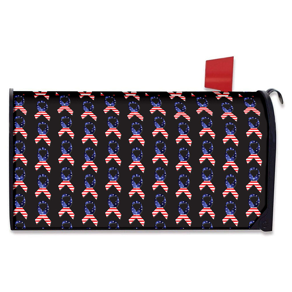 American Flag Ribbon Pattern Print Mailbox Cover