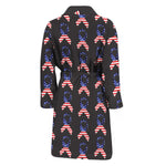 American Flag Ribbon Pattern Print Men's Bathrobe