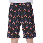 American Flag Ribbon Pattern Print Men's Beach Shorts