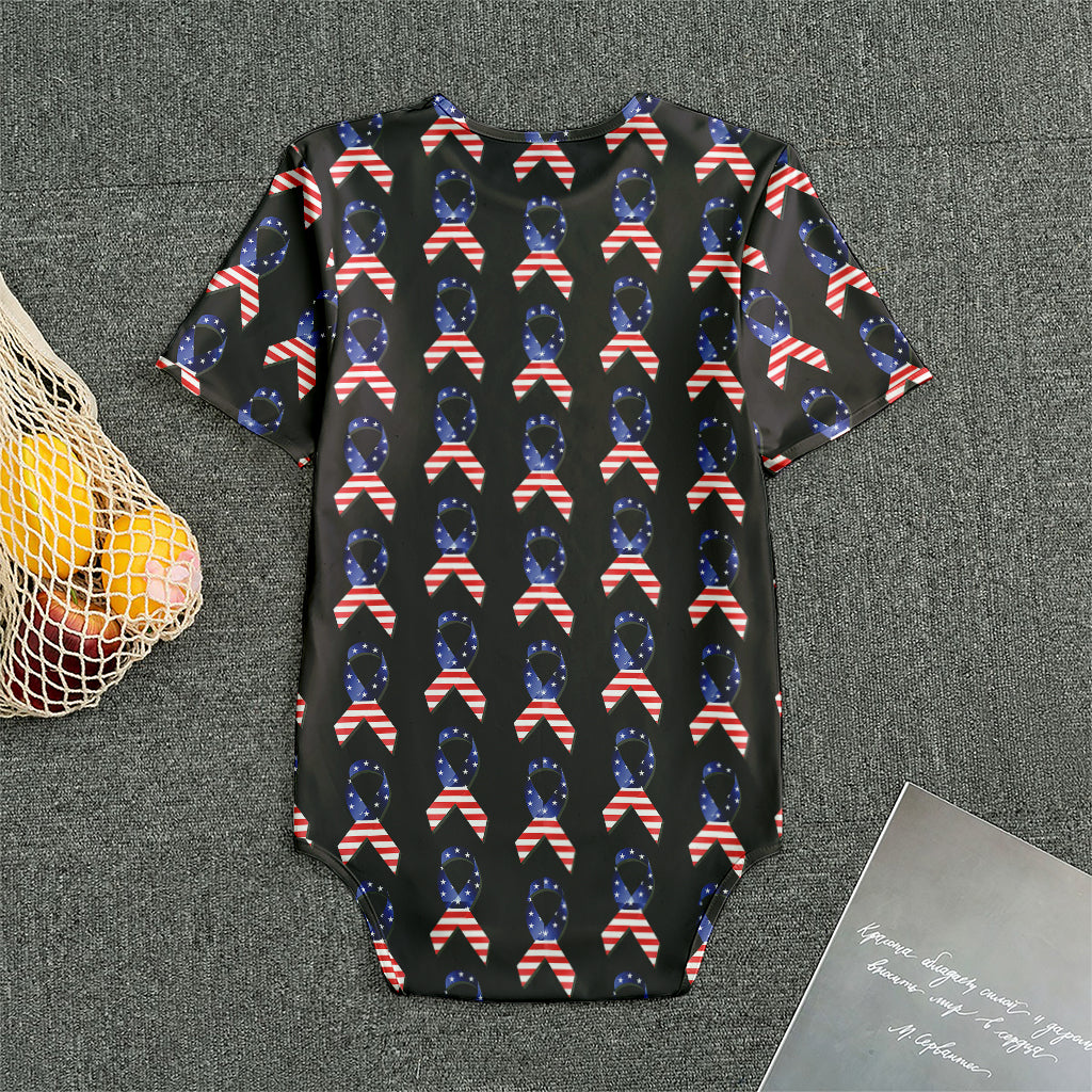 American Flag Ribbon Pattern Print Men's Bodysuit