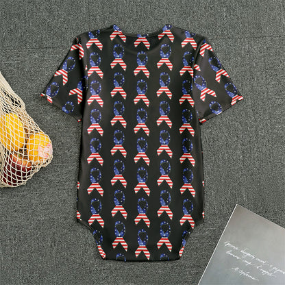 American Flag Ribbon Pattern Print Men's Bodysuit
