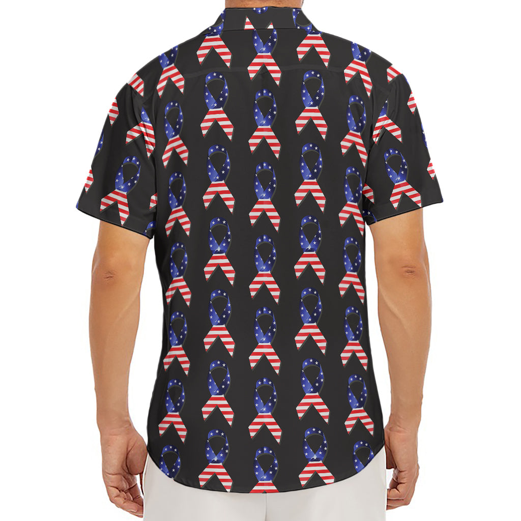American Flag Ribbon Pattern Print Men's Deep V-Neck Shirt