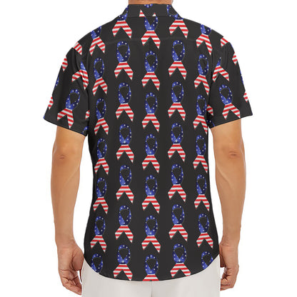 American Flag Ribbon Pattern Print Men's Deep V-Neck Shirt