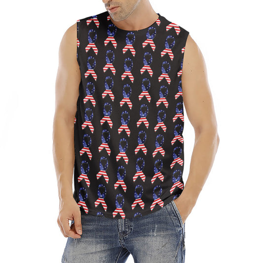 American Flag Ribbon Pattern Print Men's Fitness Tank Top