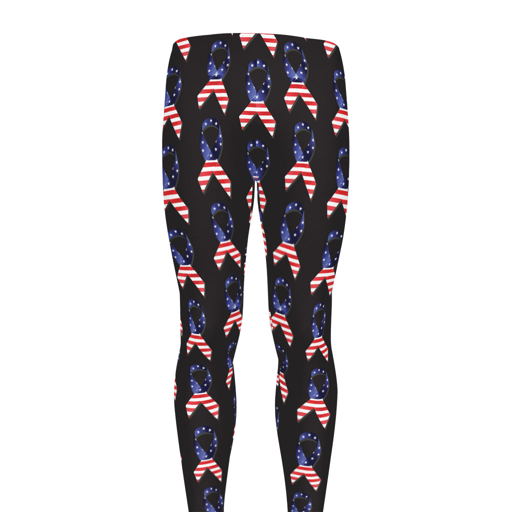 American Flag Ribbon Pattern Print Men's leggings