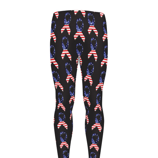 American Flag Ribbon Pattern Print Men's leggings