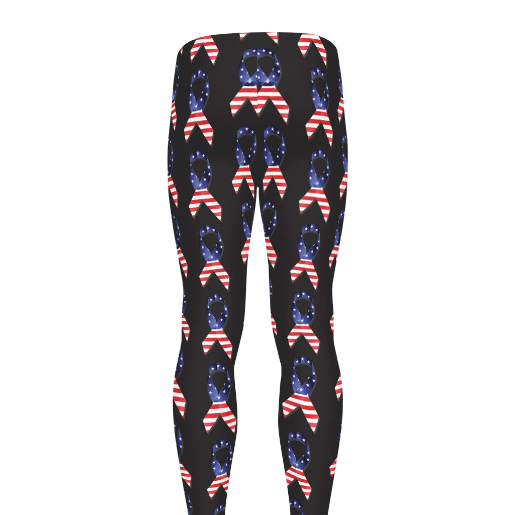 American Flag Ribbon Pattern Print Men's leggings