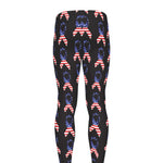American Flag Ribbon Pattern Print Men's leggings