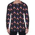 American Flag Ribbon Pattern Print Men's Long Sleeve T-Shirt