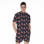American Flag Ribbon Pattern Print Men's Rompers