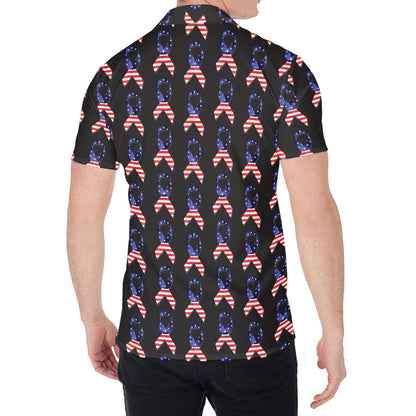 American Flag Ribbon Pattern Print Men's Shirt