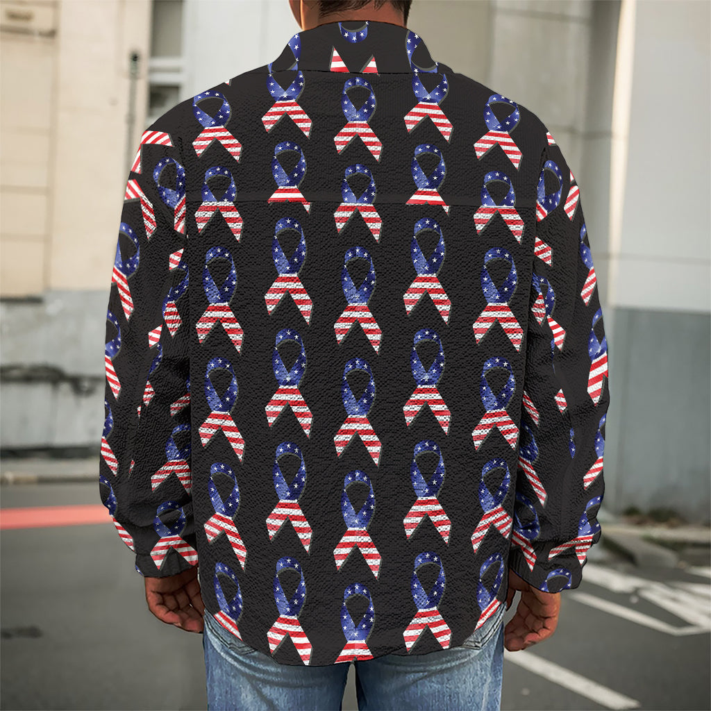 American Flag Ribbon Pattern Print Men's Shirt Jacket