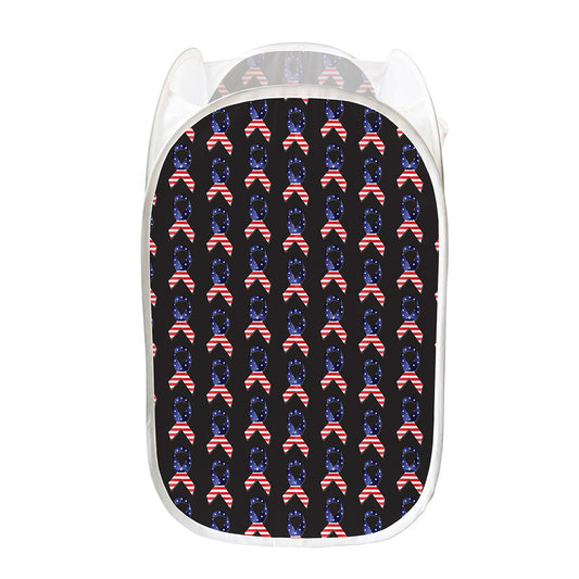 American Flag Ribbon Pattern Print Mesh Laundry Hamper