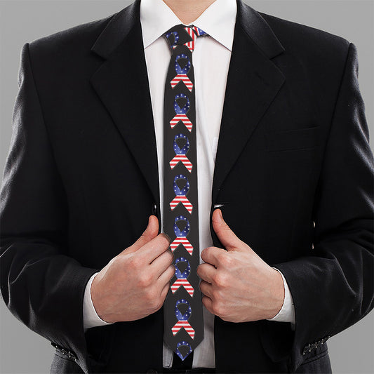 American Flag Ribbon Pattern Print Necktie