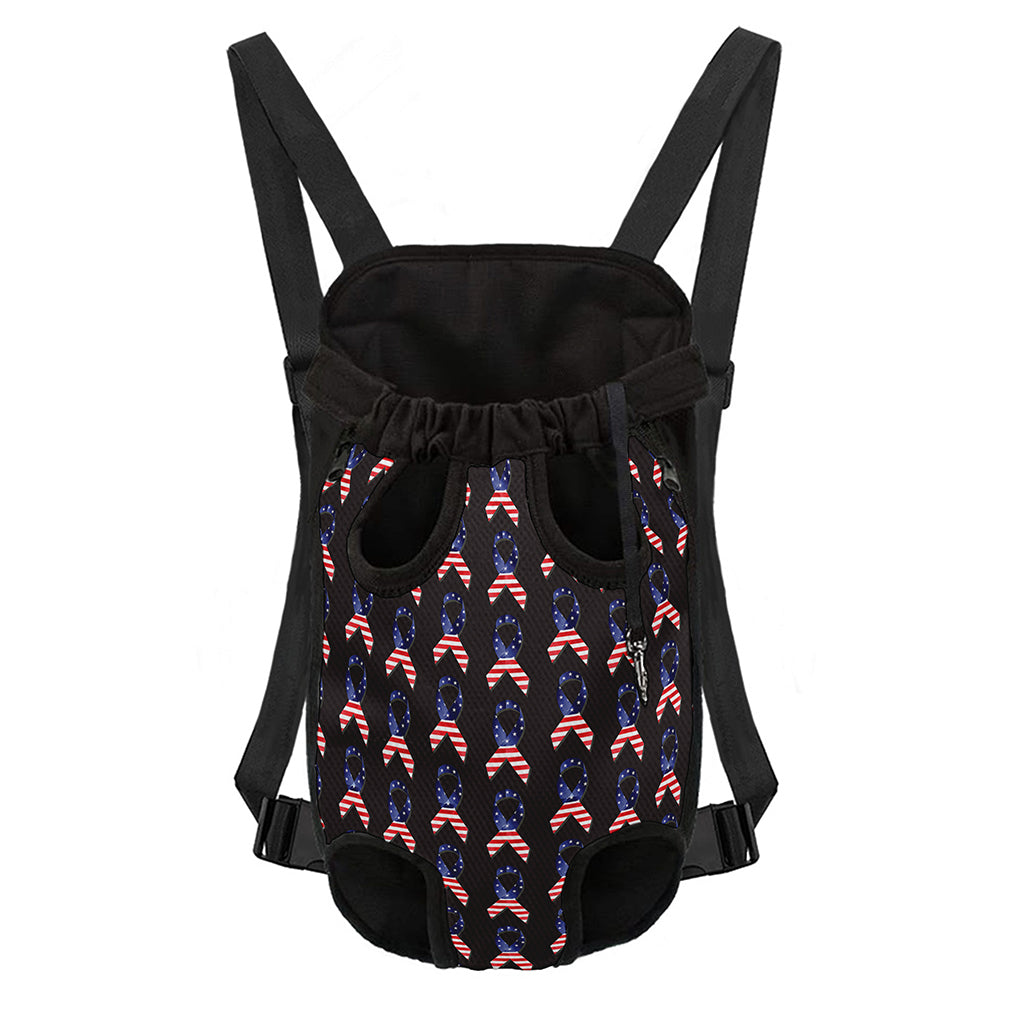 American Flag Ribbon Pattern Print Pet Carrier Backpack