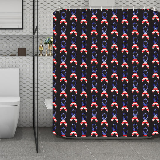 American Flag Ribbon Pattern Print Polyester Shower Curtain