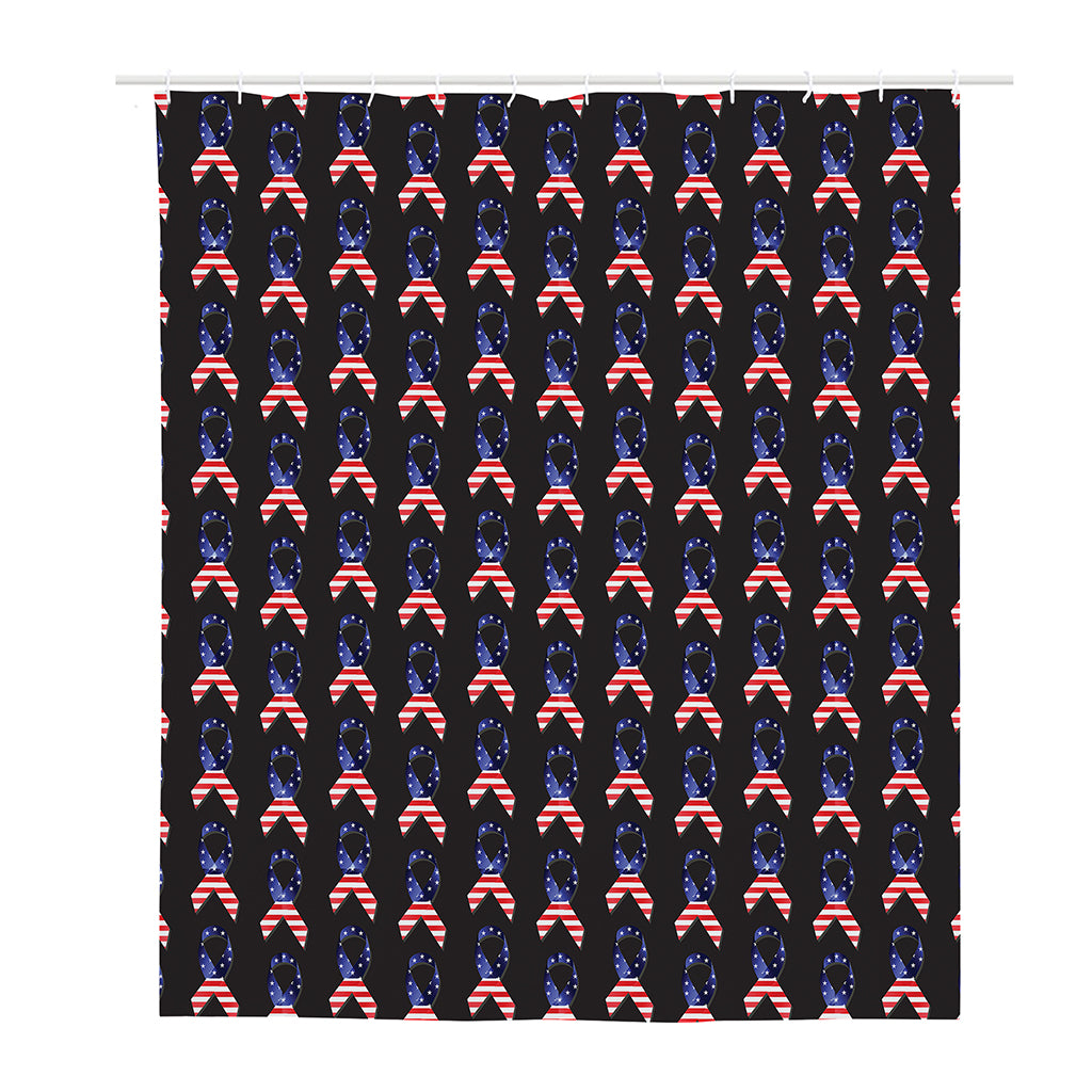 American Flag Ribbon Pattern Print Polyester Shower Curtain