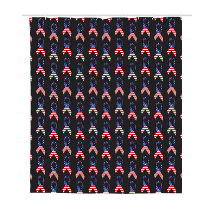 American Flag Ribbon Pattern Print Polyester Shower Curtain
