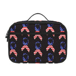 American Flag Ribbon Pattern Print Portable Lunch Bag