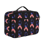 American Flag Ribbon Pattern Print Portable Lunch Bag
