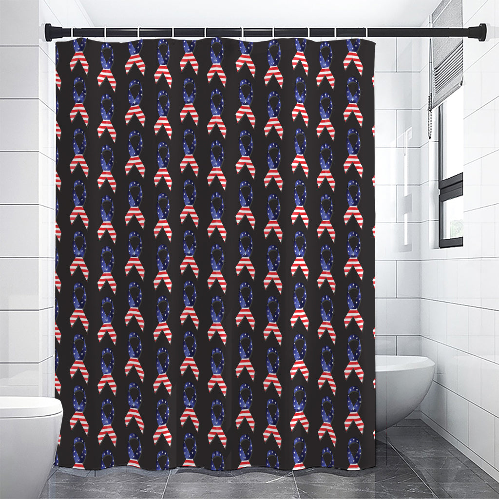 American Flag Ribbon Pattern Print Premium Shower Curtain