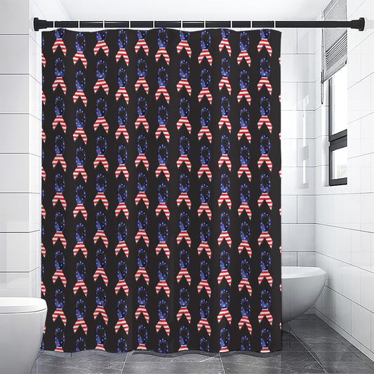 American Flag Ribbon Pattern Print Premium Shower Curtain