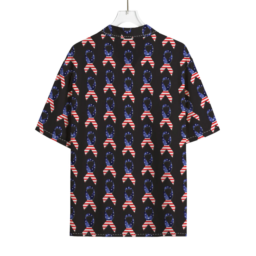 American Flag Ribbon Pattern Print Rayon Hawaiian Shirt