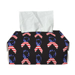 American Flag Ribbon Pattern Print Rectangle Tissue Box Cover