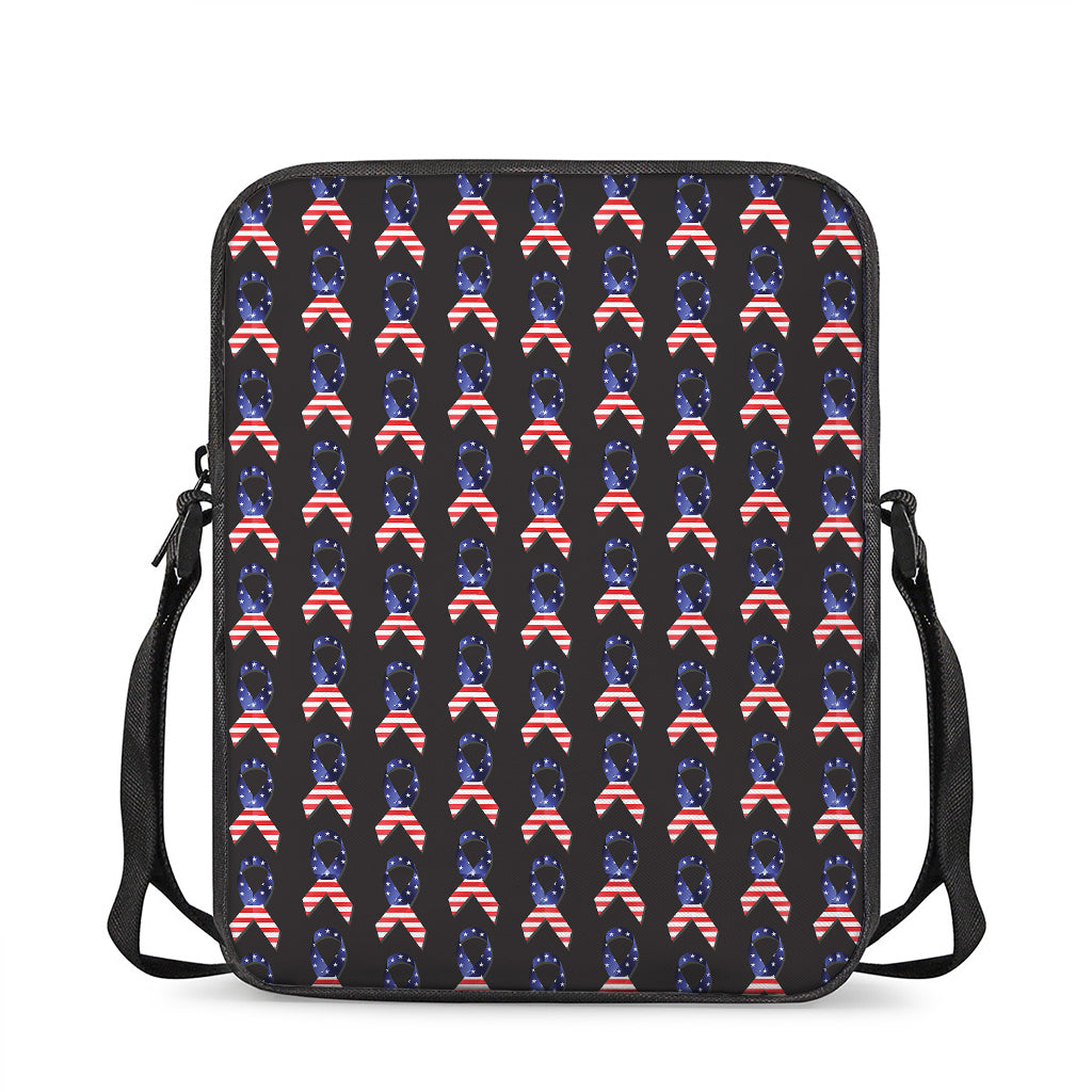 American Flag Ribbon Pattern Print Rectangular Crossbody Bag