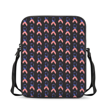American Flag Ribbon Pattern Print Rectangular Crossbody Bag