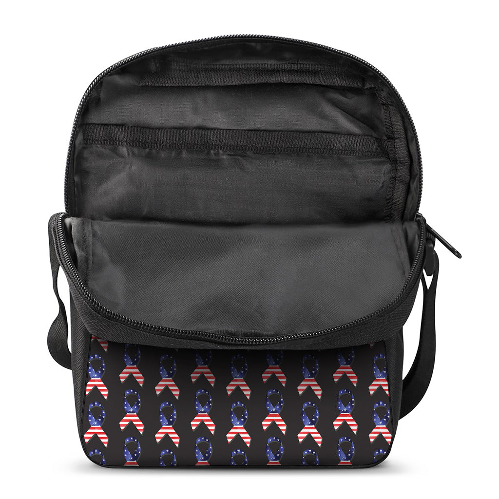 American Flag Ribbon Pattern Print Rectangular Crossbody Bag