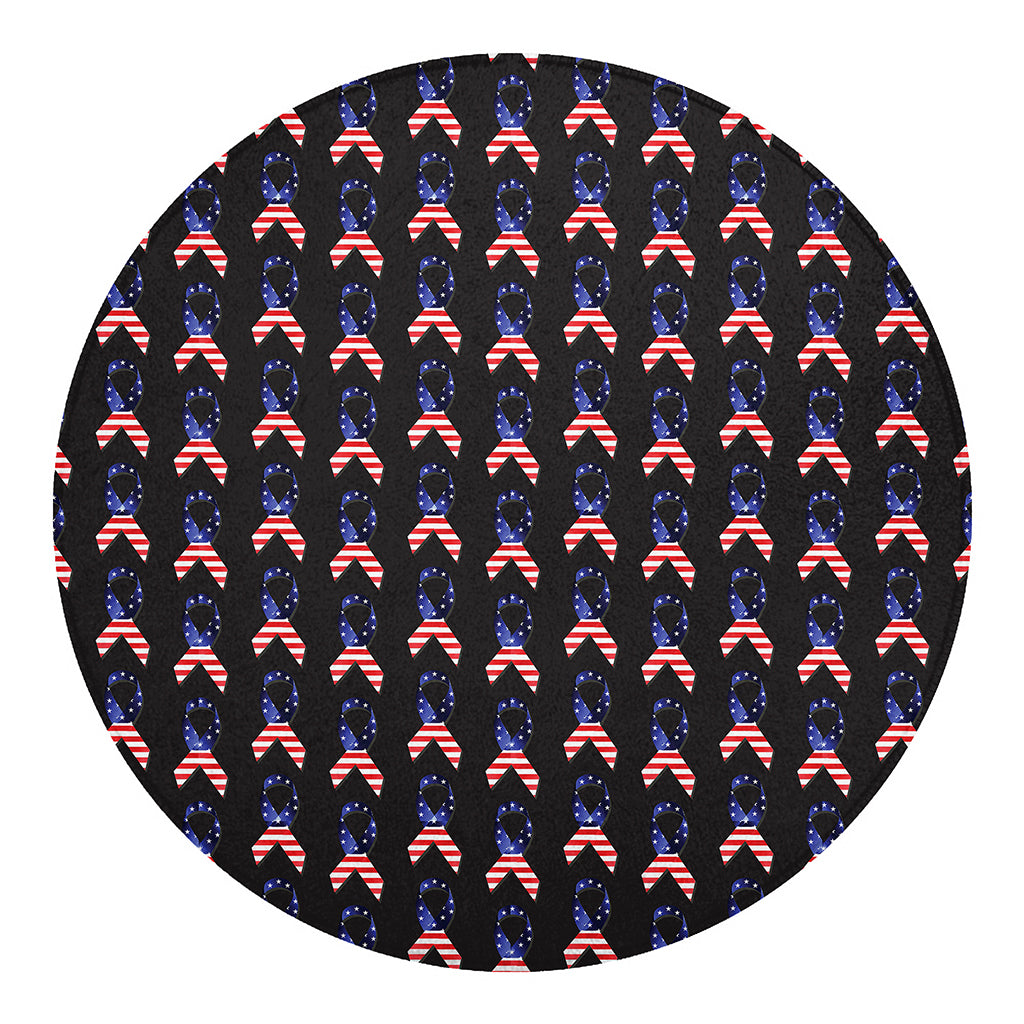 American Flag Ribbon Pattern Print Round Blanket