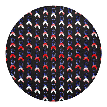 American Flag Ribbon Pattern Print Round Blanket