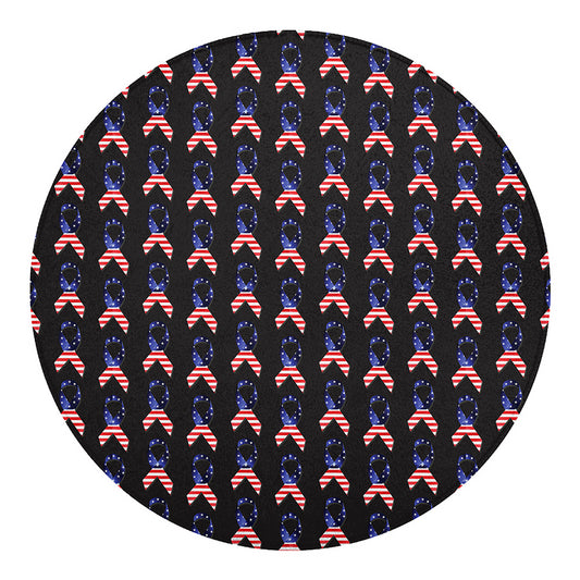 American Flag Ribbon Pattern Print Round Blanket