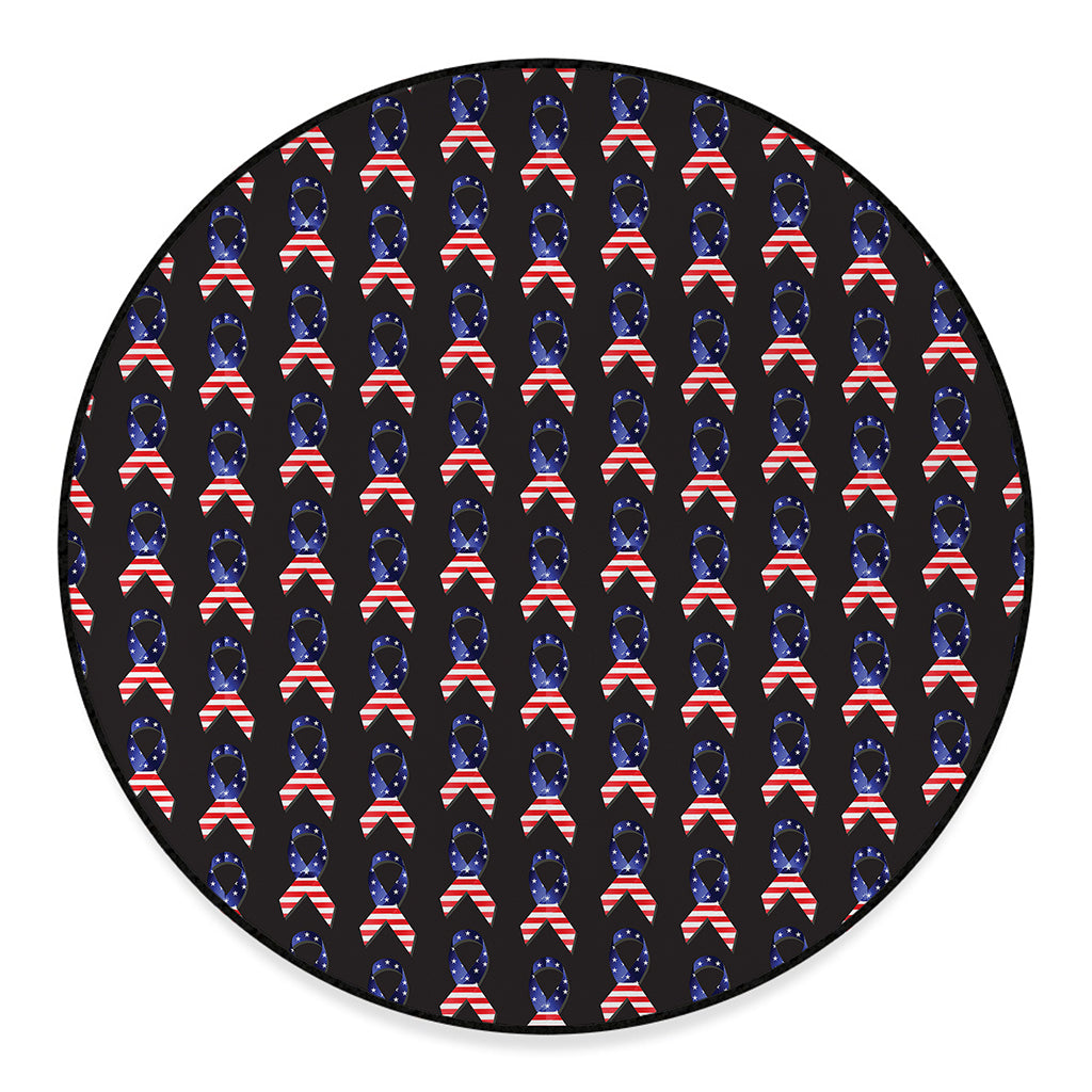 American Flag Ribbon Pattern Print Round Floor Mat