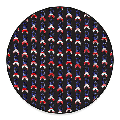 American Flag Ribbon Pattern Print Round Floor Mat