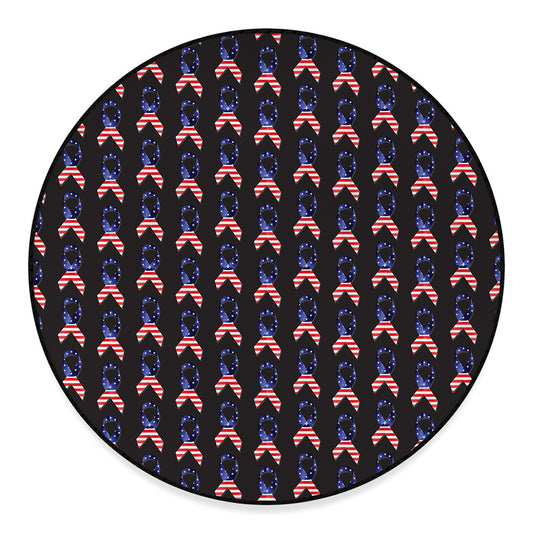 American Flag Ribbon Pattern Print Round Floor Mat